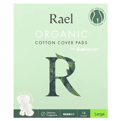 Rael, Organic Cotton Cover Pads with Leaklocker, Large, 14 Count | iHerb