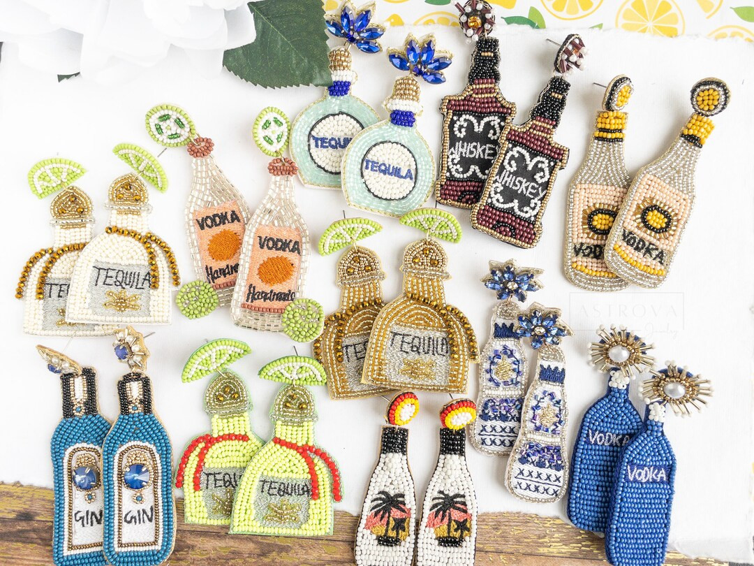 Alcohol & Brunch Theme Bead Earrings  Party Gifts for Her  - Etsy | Etsy (US)