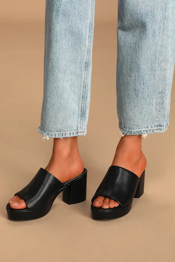 Curtis Black Platform Mules | Lulus