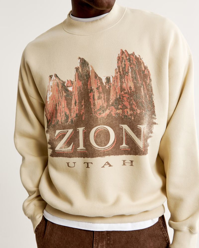 Men's Zion Graphic Crew Sweatshirt | Men's Tops | Abercrombie.com | Abercrombie & Fitch (US)
