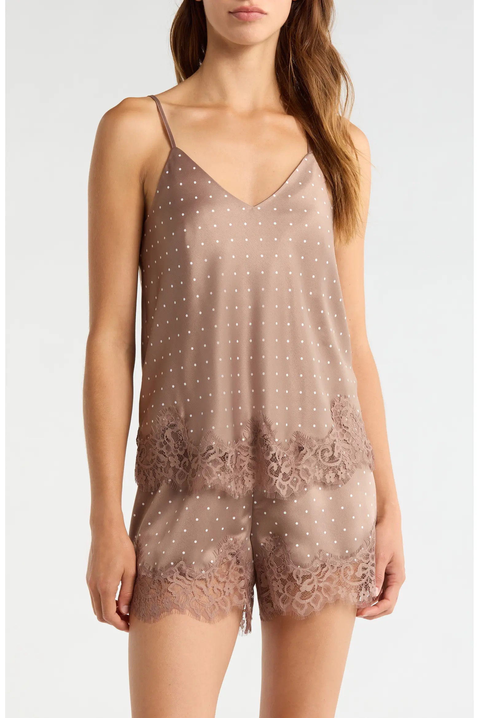 Lace Trim Satin Shortie Pajamas (Women) | Nordstrom | Nordstrom