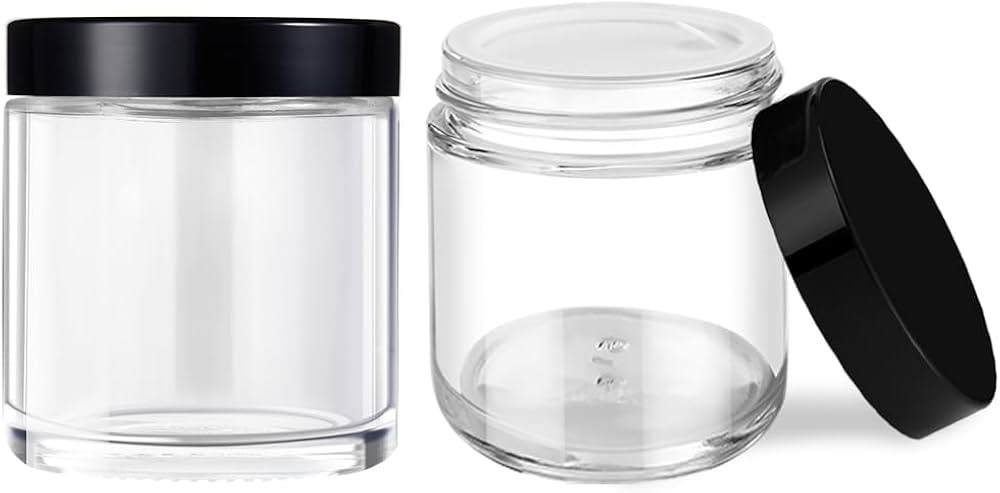 4 oz Glass Jars with Lids, Tecohouse Clear Glass Jars with Black Lids & Inner Liners, Mini Travel... | Amazon (US)