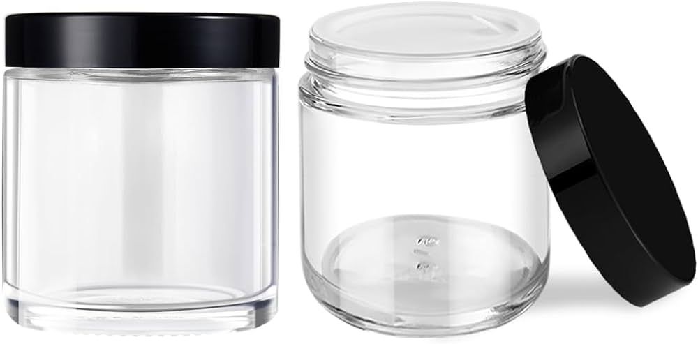 4 oz Glass Jars with Lids, Tecohouse Clear Glass Jars with Black Lids & Inner Liners, Mini Travel... | Amazon (US)
