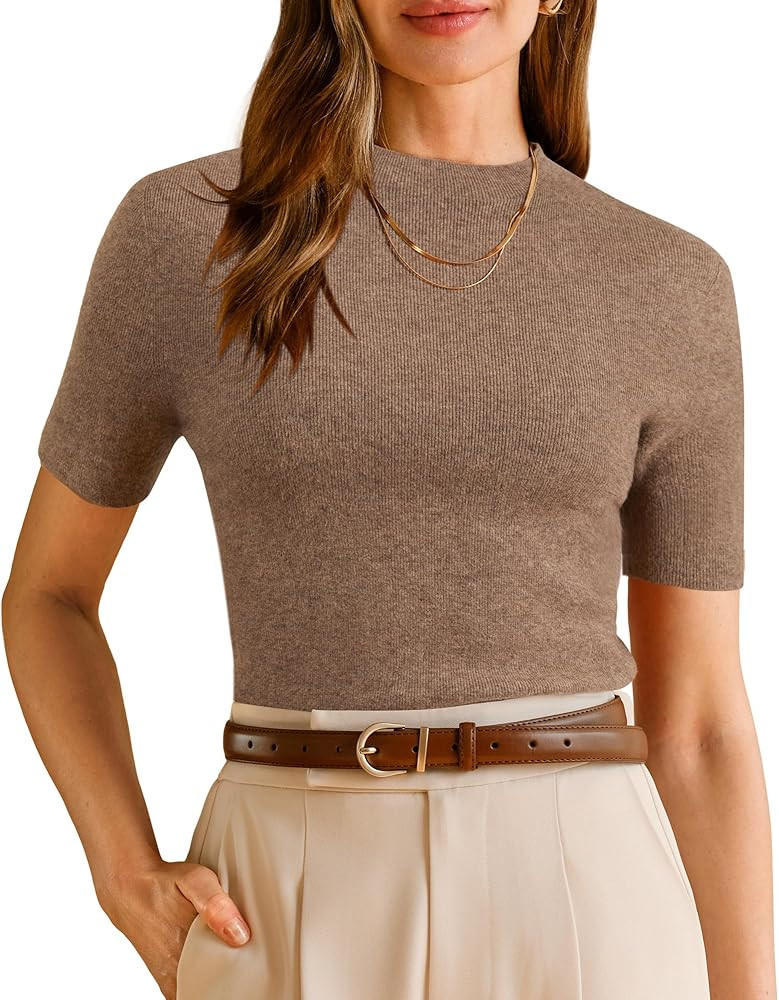 Arach&Cloz Women's Wool Blend Fall Seamless Rip Resistant Tops Opaque Business Casual Shirts | Amazon (US)