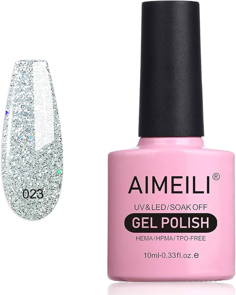 AIMEILI Soak Off U V LED Glitter Gel Nail Polish - Silver Glitter Explosion (023) 10ml | Amazon (US)