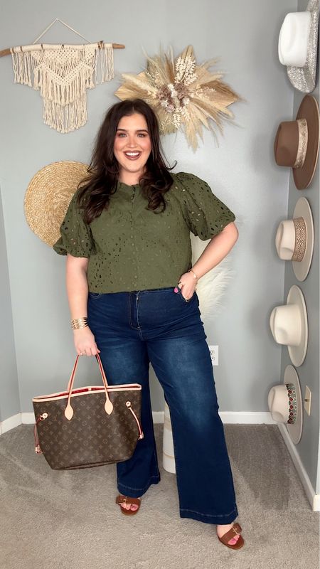 Curvy casual Spring transition outfit 🌿☀️💚 everyday style inspo. Casual Friday outfit, date night style. 
Blouse: XXL 
Jeans: 16 

#LTKSeasonal #LTKstyletip #LTKplussize