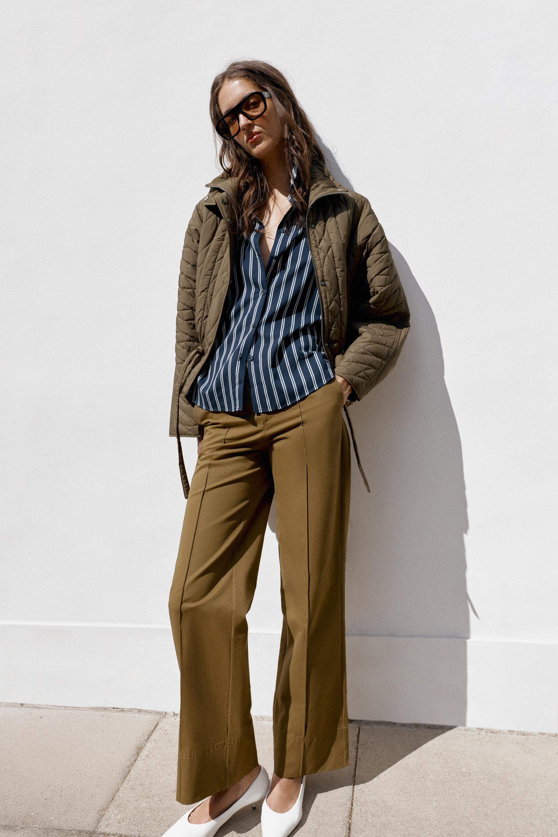 Zara - Wool Blend Short Coat With Scarf - Women - Brown - Women | Zara US
