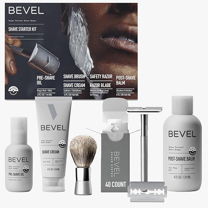 Bevel Shaving Kit for Men, Includes Safety Razor with 40 Replacement Blades, Luxury Shaving Brush... | Amazon (US)