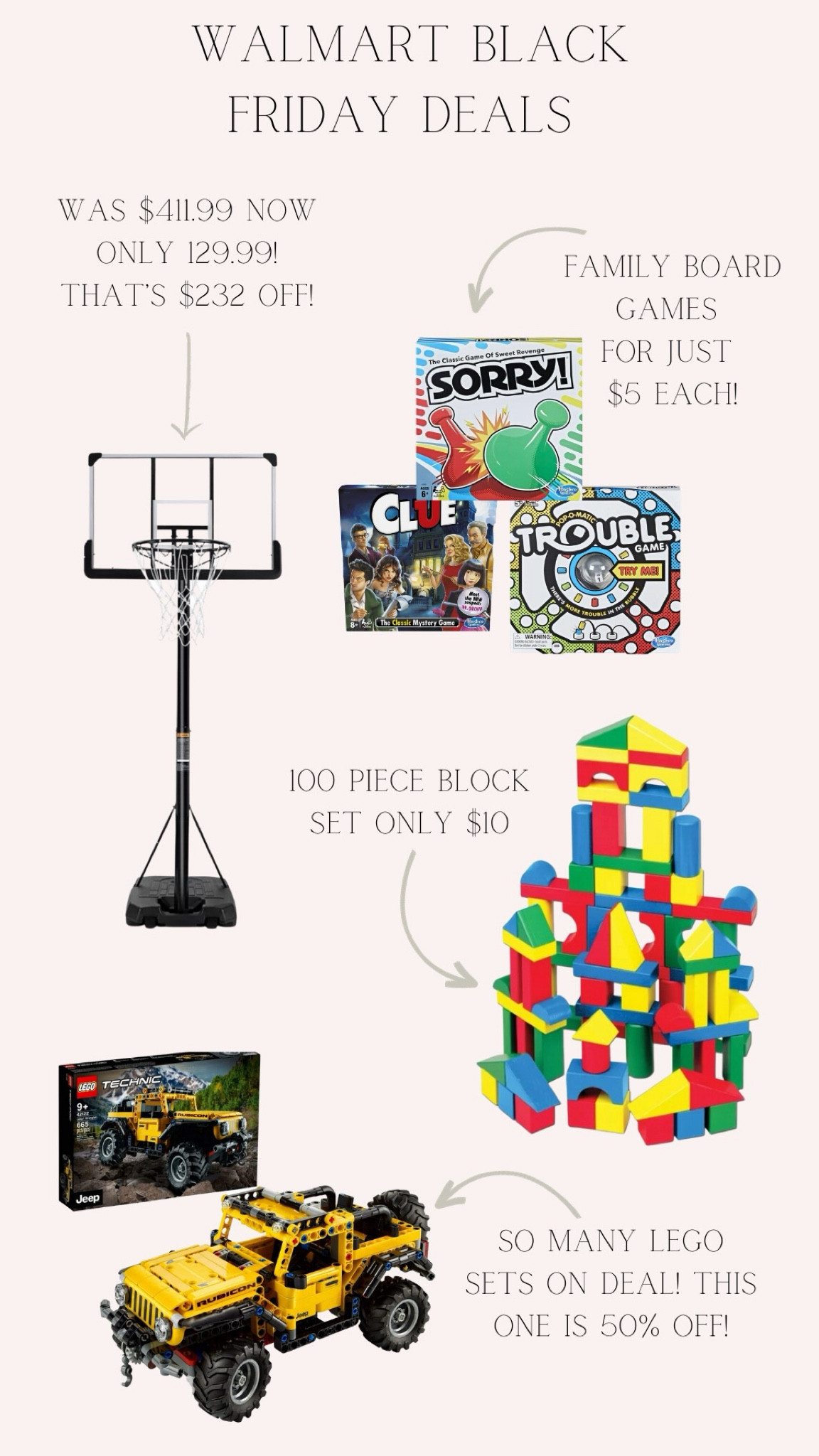 Walmart holiday deals starts today at noon Eastern for Walmart+ members and 3 PM Eastern for everybody else! If you have kiddos there’s so many amazing deals on toys like a 100 piece set of wooden blocks for $10. And tons of boardgames for five dollars.

Also, linking a ton of electronics like TVs and vacuums, that are on incredible deal! 