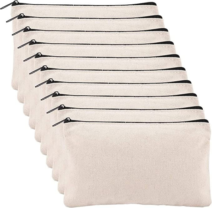 10 Pack Blank DIY Craft Bag Canvas Pen Pencil Case- Cotton Canvas for School Supplies Invoice Bil... | Amazon (US)