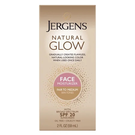 Jergens Natural Glow Face Moisturizer Fair to Medium, SPF 20 Self Tanner, Sunscreen, 2 fl oz | Walmart (US)