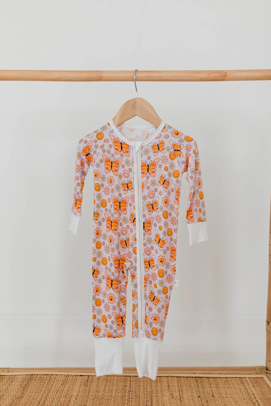 Kids Zippered Romper | Butterfly Printed Loungewear | Ollie's Day