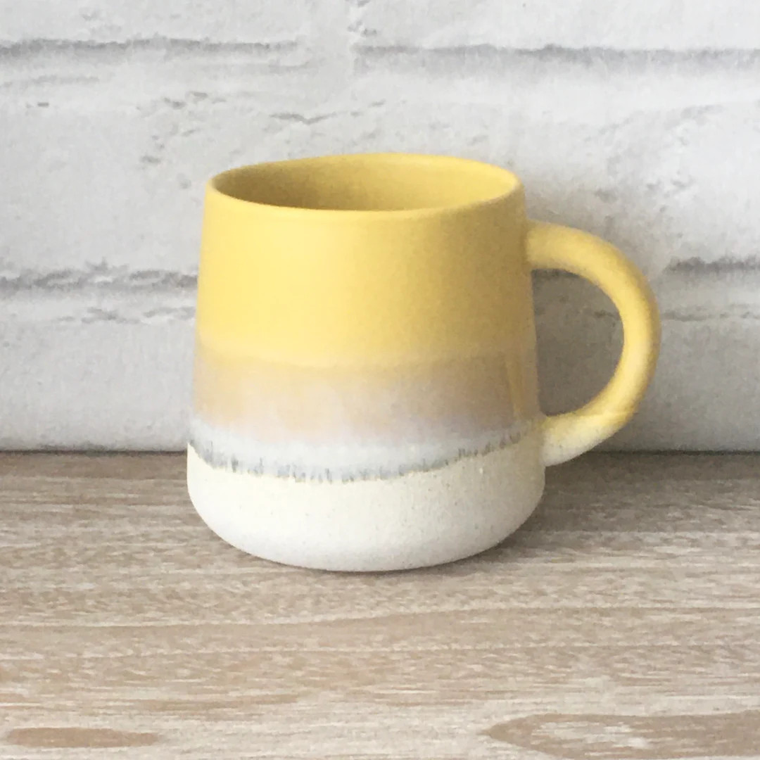 Yellow Glazed Mojave Stoneware Ceramic Mug, Tea Coffee Mug Cup Scandi Design Kitchen Drinkware Gi... | Etsy (US)