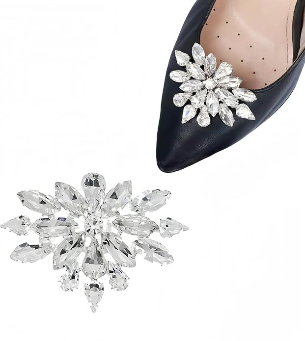 Shoe Clips for Women Dress Shoes Elegant Rhinestone Shoe Accessories 2PCS Crystal Shoe Decoration... | Amazon (US)