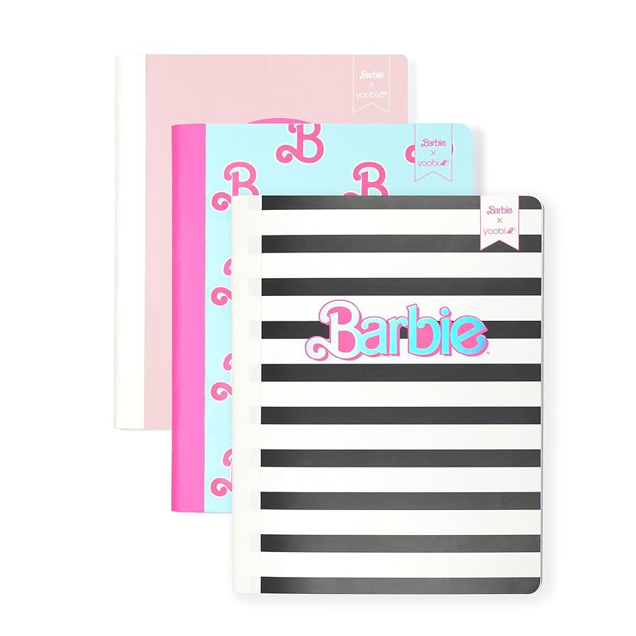 Yoobi Barbie X College Ruled Composition Notebook Set – 3-Pack of Kids 1 Subject Notebooks, All... | Amazon (US)