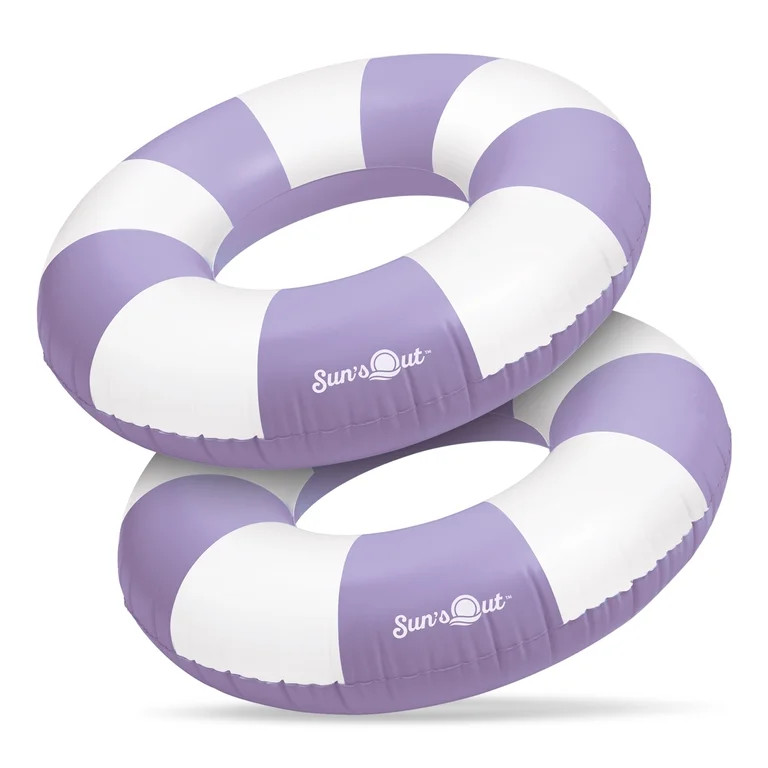 Sun's Out 36-Inch Purple Cabana Print Inflatable Pool Tubes 2-Pack for Ages 14+ | Walmart (US)