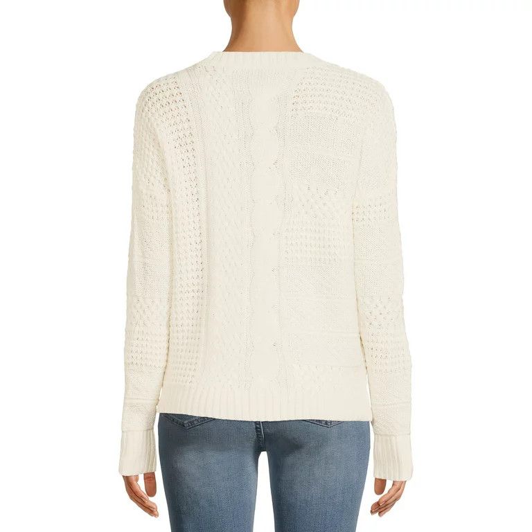 Time and Tru Women's Mixed Stitch Pullover Sweater, Sizes XS-XXXL | Walmart (US)