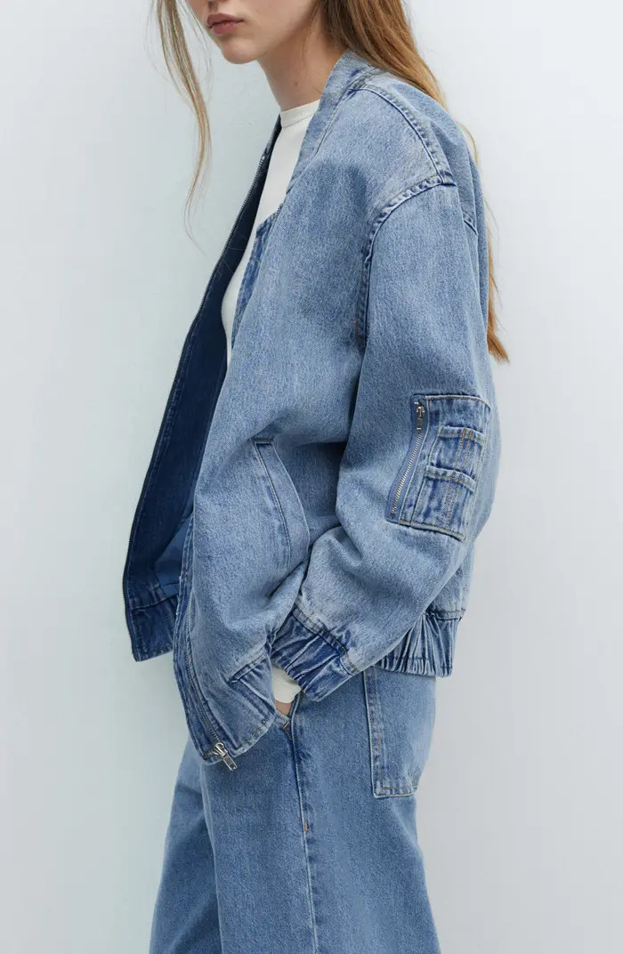 MANGO Denim Bomber Jacket | Nordstrom | Nordstrom