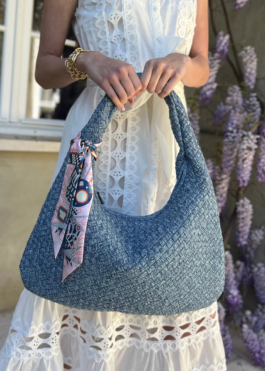 Blaine Large Woven Denim Hobo Bag | Benaar La