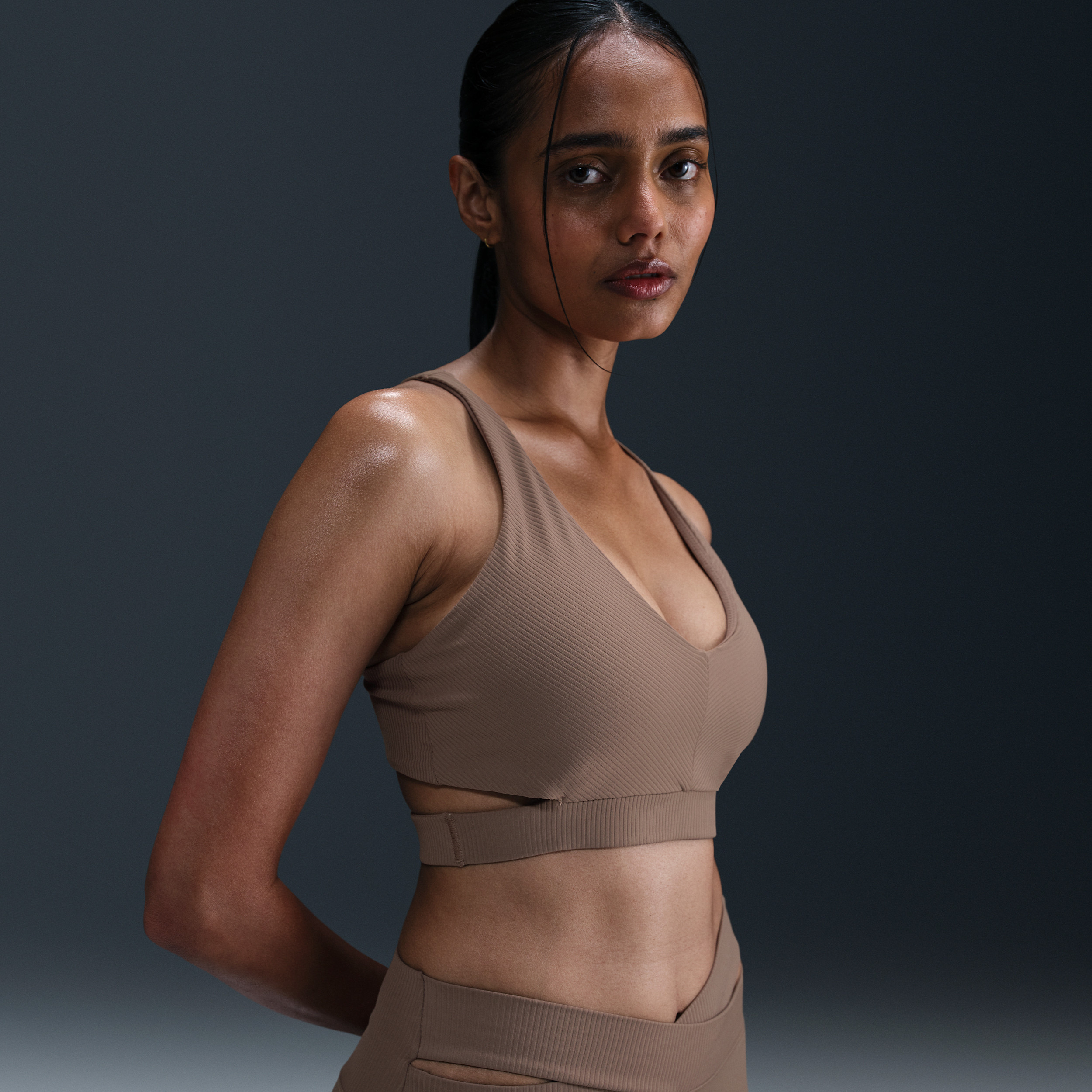 Nike Women's Zenvy Rib Light-Support Padded Sports Bra in Brown | HF5378-233 | Nike (US)