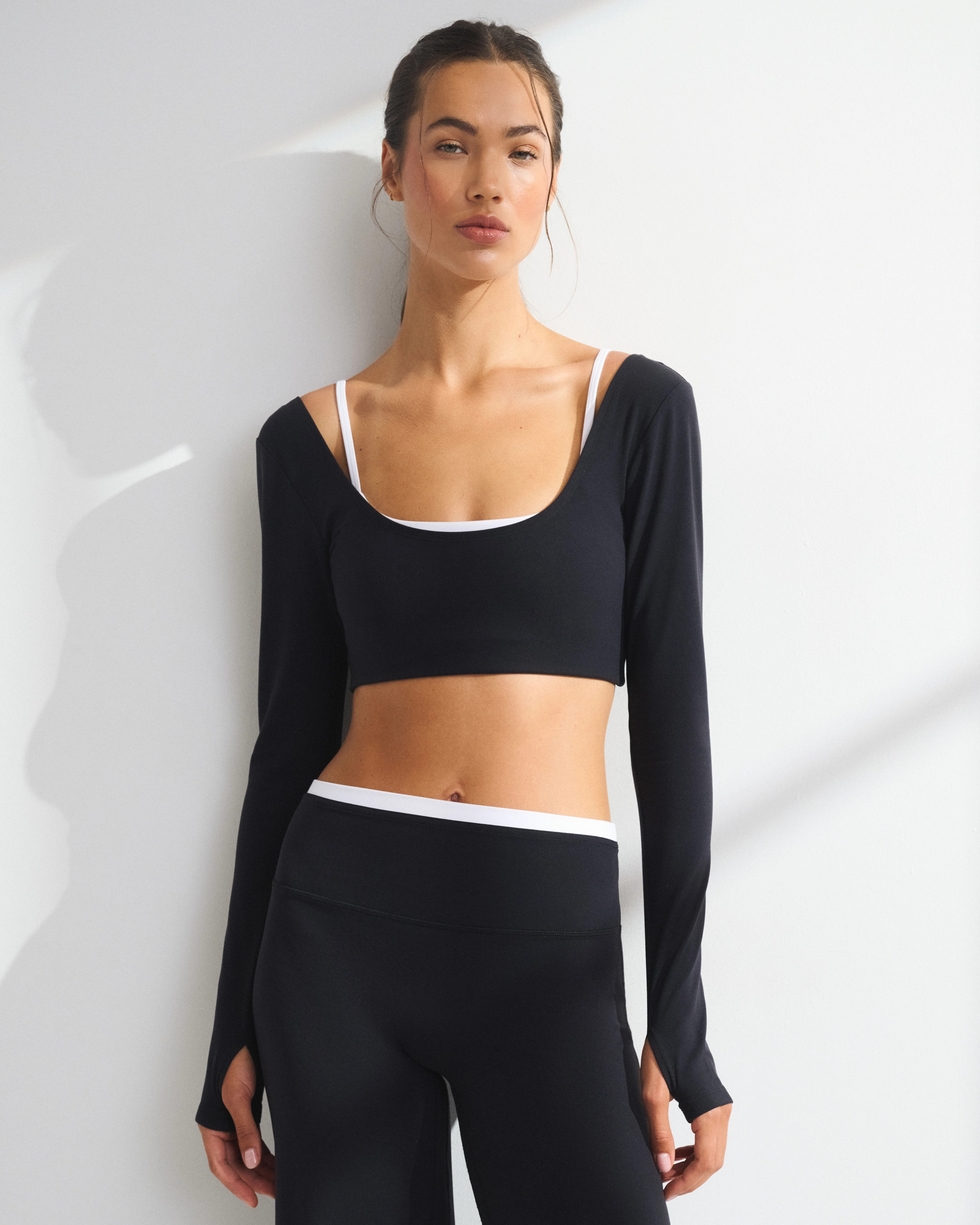 YPB studioFLEX Double-Layered Long-Sleeve Top | Abercrombie & Fitch (US)