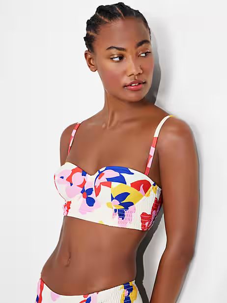 summer floral smocked underwire bralette bikini top | Kate Spade (US)