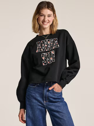 Old Navy x Anna Sui Crew Neck Graphic Fleece Sweatshirt | Old Navy (US)