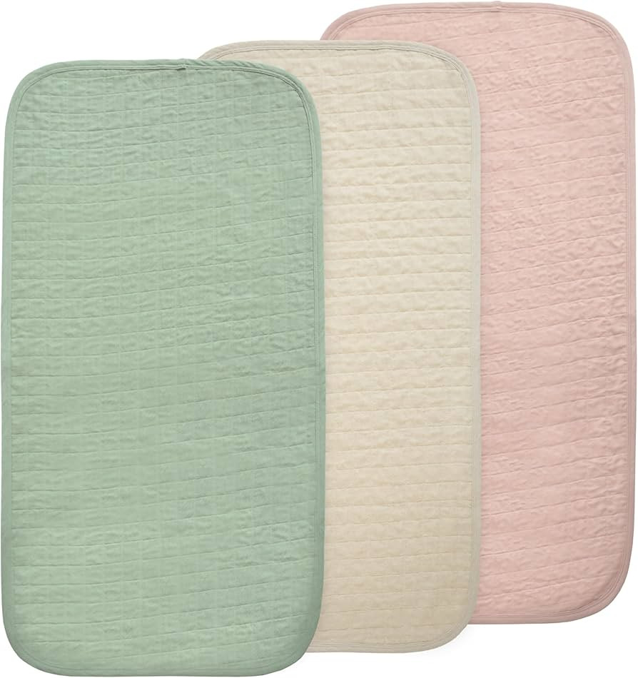 mushie Waterproof Changing Pad Liners | 100% Organic Cotton | Set of 3 (Blush Combo) | Amazon (US)