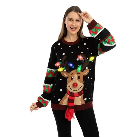 JOYIN Ugly Christmas Sweaters for Women 2023 Light Up Christmas Sweater LED Reindeer Ugly Christmas Sweater | Walmart (US)