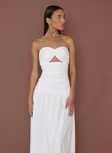 White Maxi Cut Out Detail Bandeau Dress- Lexie | 4th & Reckless