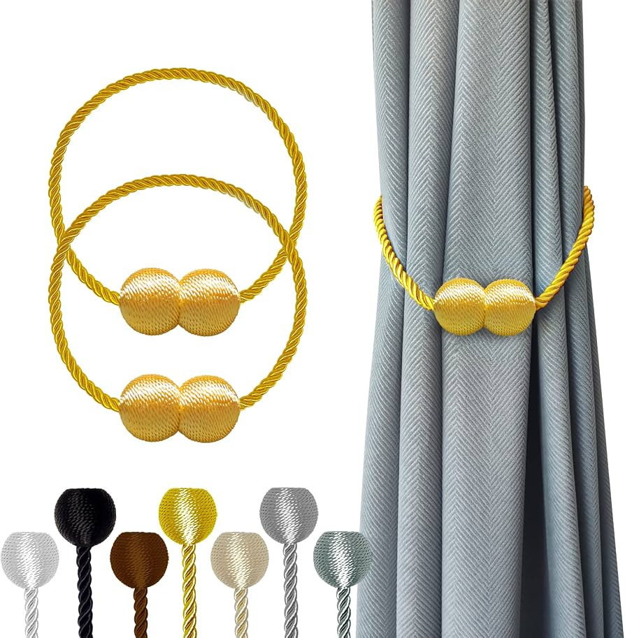 Hion Magnetic Curtain Tiebacks Golden 2pcs, Curtain Tiebacks Buckles Holdbacks Holders Hooks Clip... | Amazon (US)