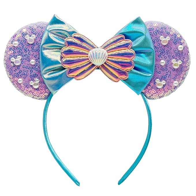 Mouse Ears Headbands With Shiny Sequins and Exquisite Shell & Pearl Decoration, for Girls Costume... | Amazon (US)