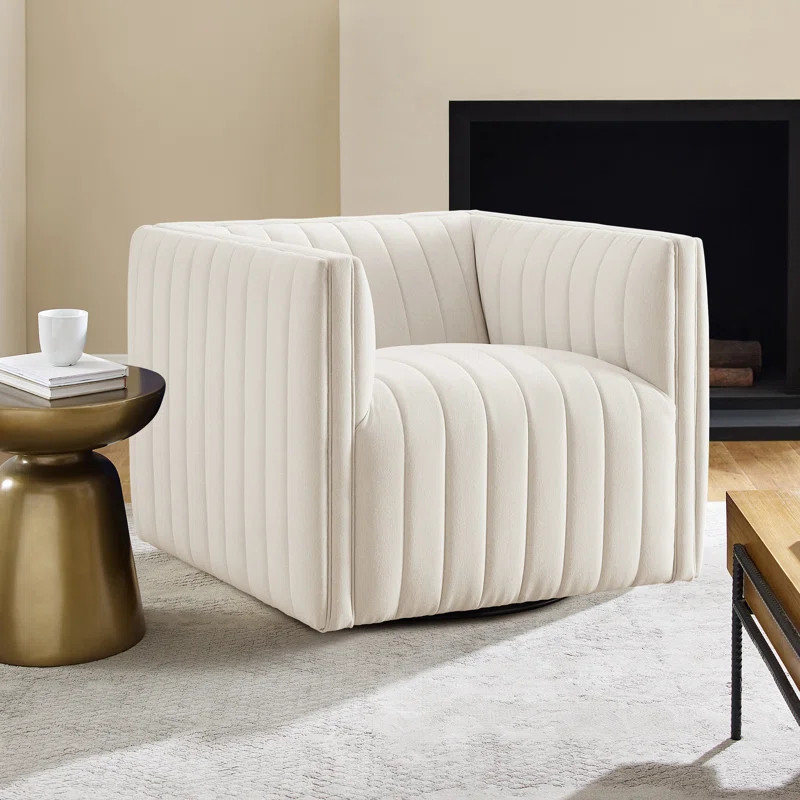 Neo 32.68'' W Upholstered Swivel Tufted Armchair | Wayfair North America