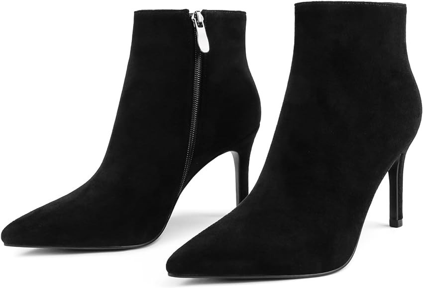 JOY IN LOVE Women's Ankle Boots Middle Heel Pointed Toe Stiletto Boots | Amazon (US)