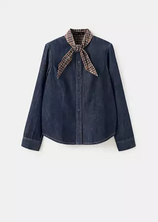 Denim shirt with scarf neckline | Mango (US/MX/AU)