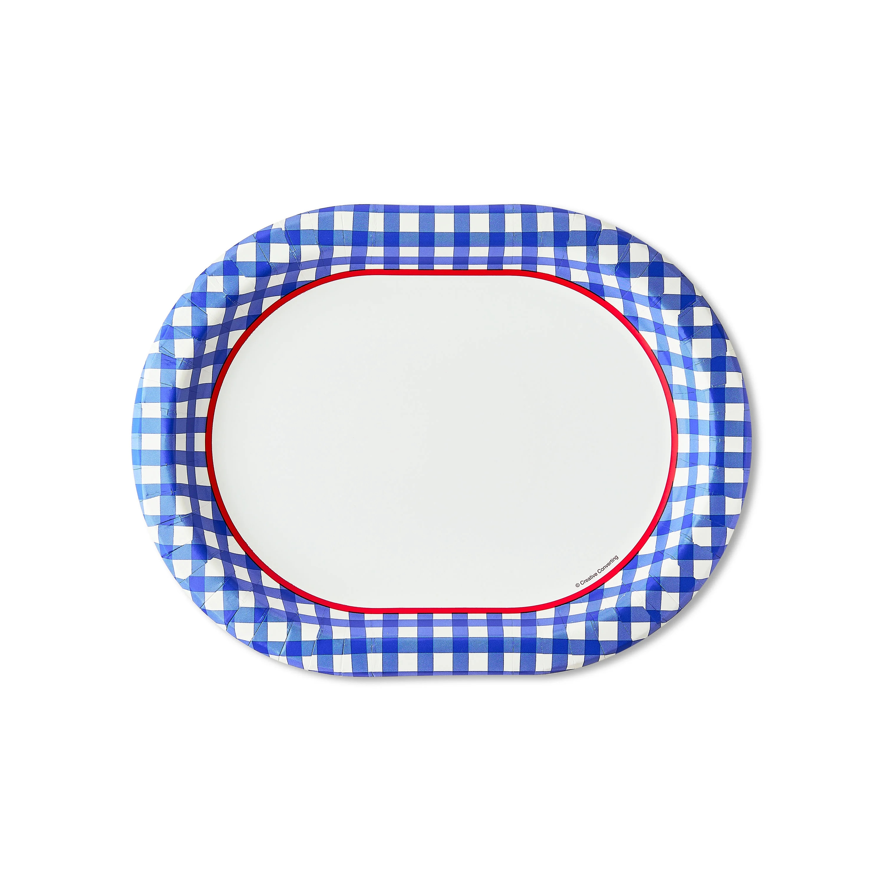 Patriotic Gingham Disposable Paper Plates, 9.25" x 12", Blue/White , 8 Count, by Way To Celebrate | Walmart (US)