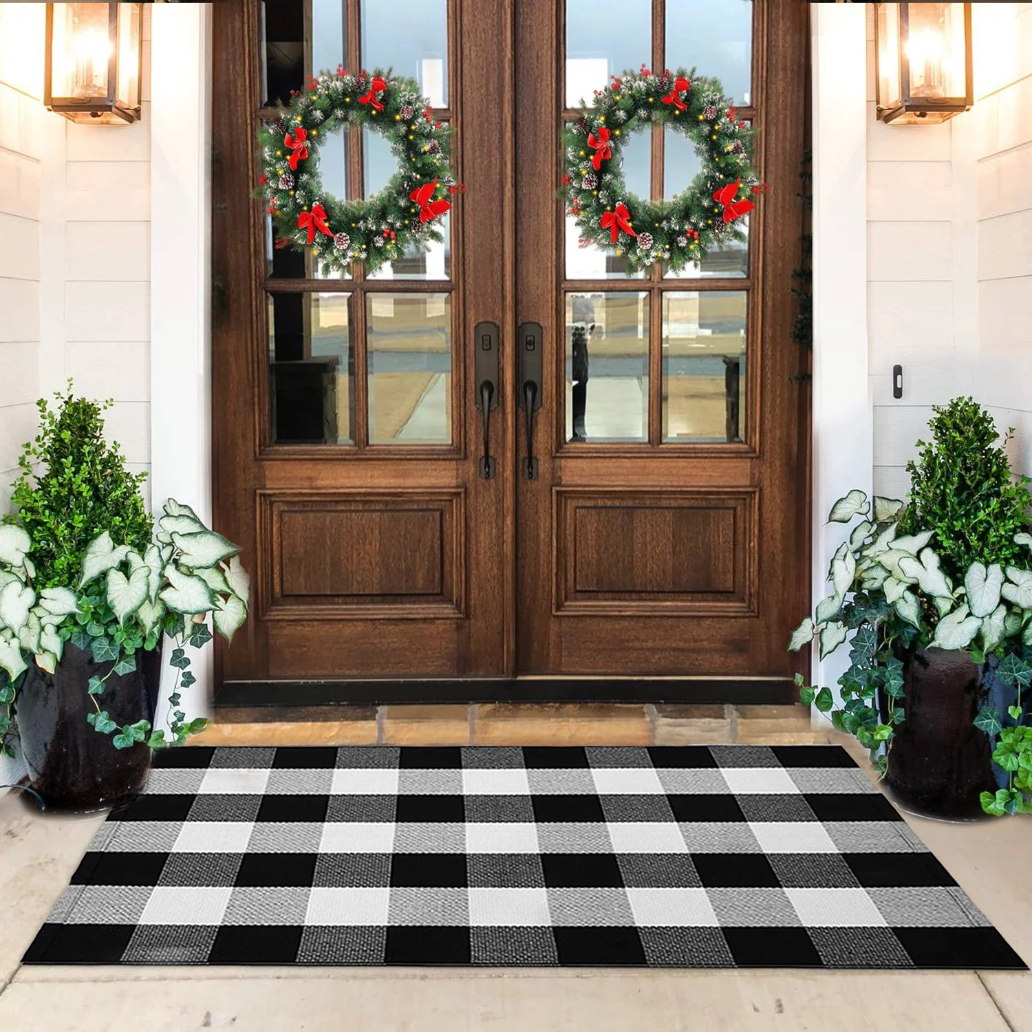 KaHouen Buffalo Check Rug, Buffalo Plaid Rug 27.5'' x 43'', Black and White Checkered Rug, Cotton | Walmart (US)