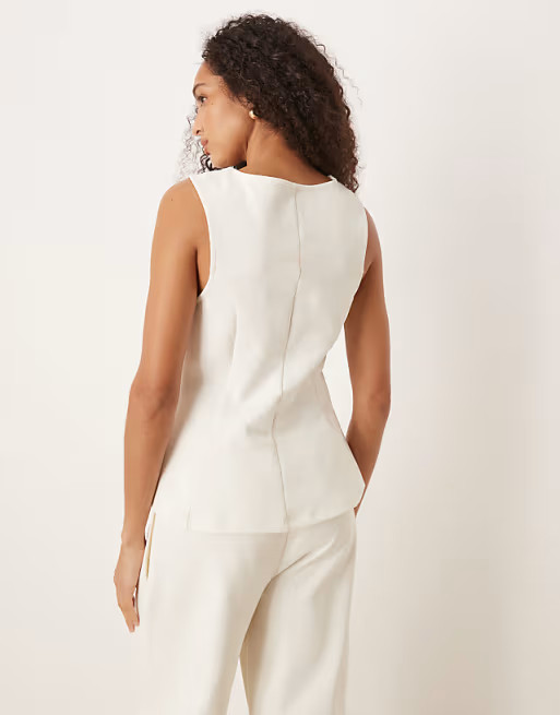 ASOS DESIGN interlock co-ord pleated tank in coconut milk | ASOS (Global)