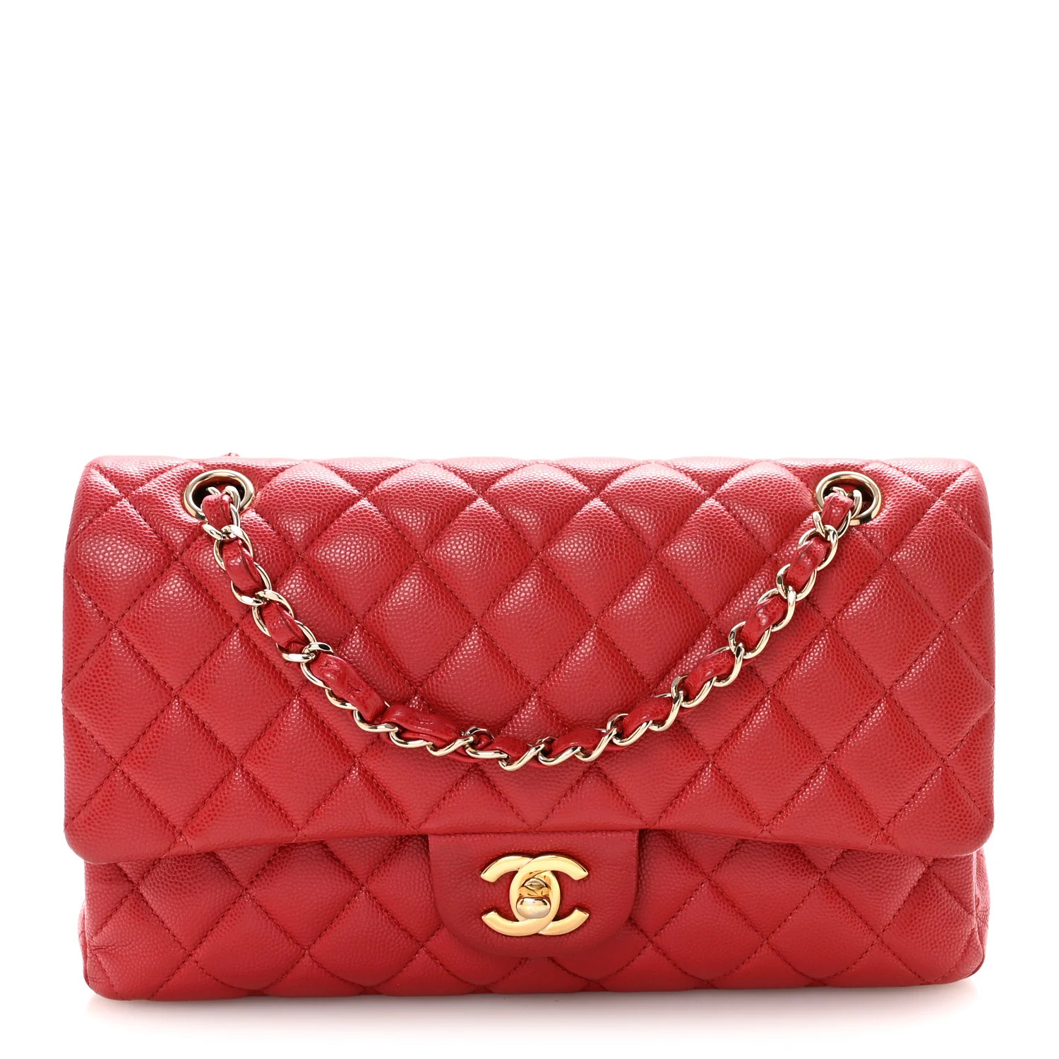 Chanel Caviar Quilted Medium Double Flap Red 1863187 | FASHIONPHILE (US)
