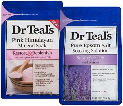 Dr Teal's Epsom Salt Soaking Solution, Lavender and Pink Himalayan, 2 Count - 6lbs Total | Amazon (US)