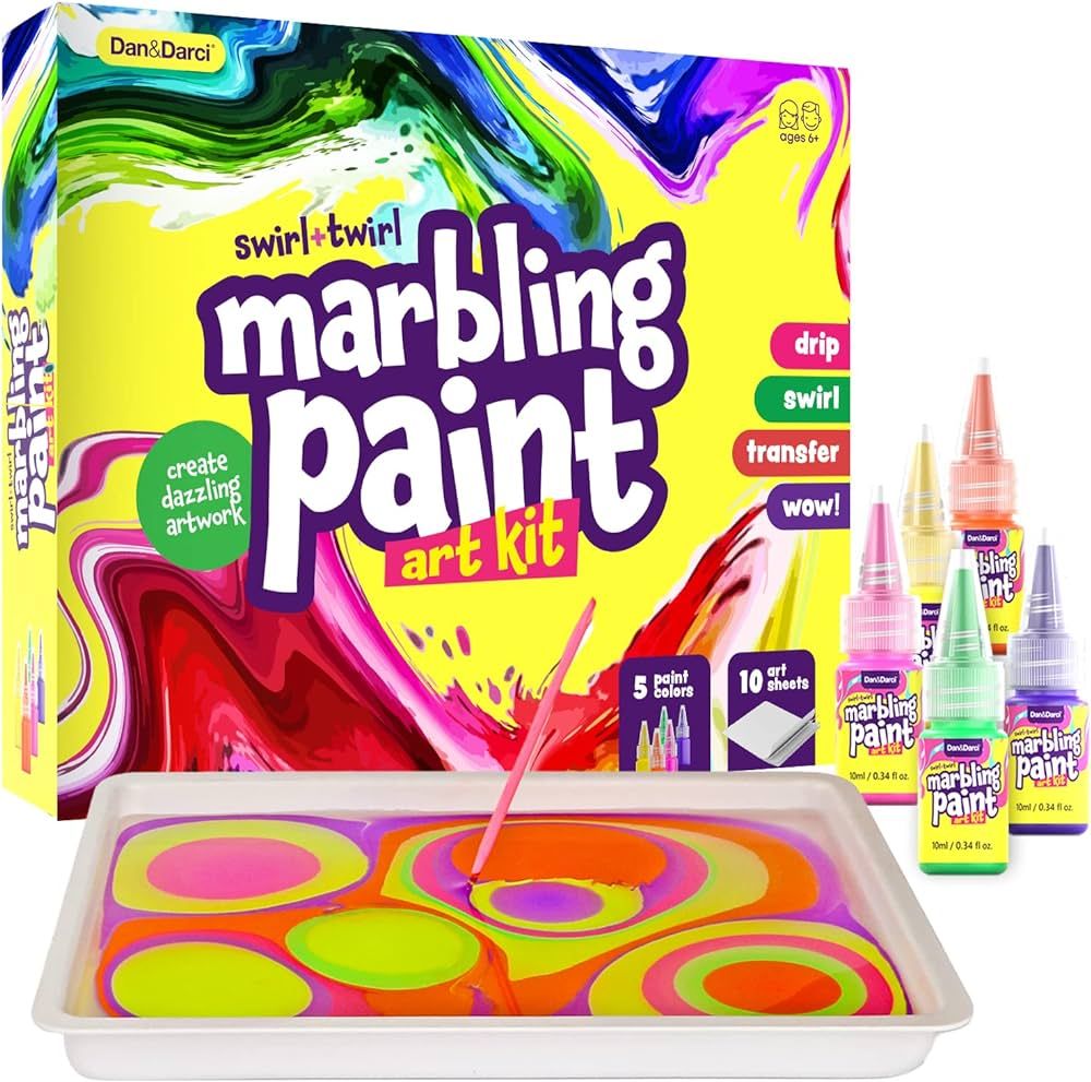 Marbling Paint Art Kit for Kids - Arts and Crafts Gifts for Girls & Boys Ages 6-12 Years Old - Cr... | Amazon (US)