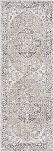 BoutiqueRugs Rudo Traditional Runner Rug - Machine Washable - Gray, Olive, Medium Gray - 2'7" x 7'3" Runner | Amazon (US)