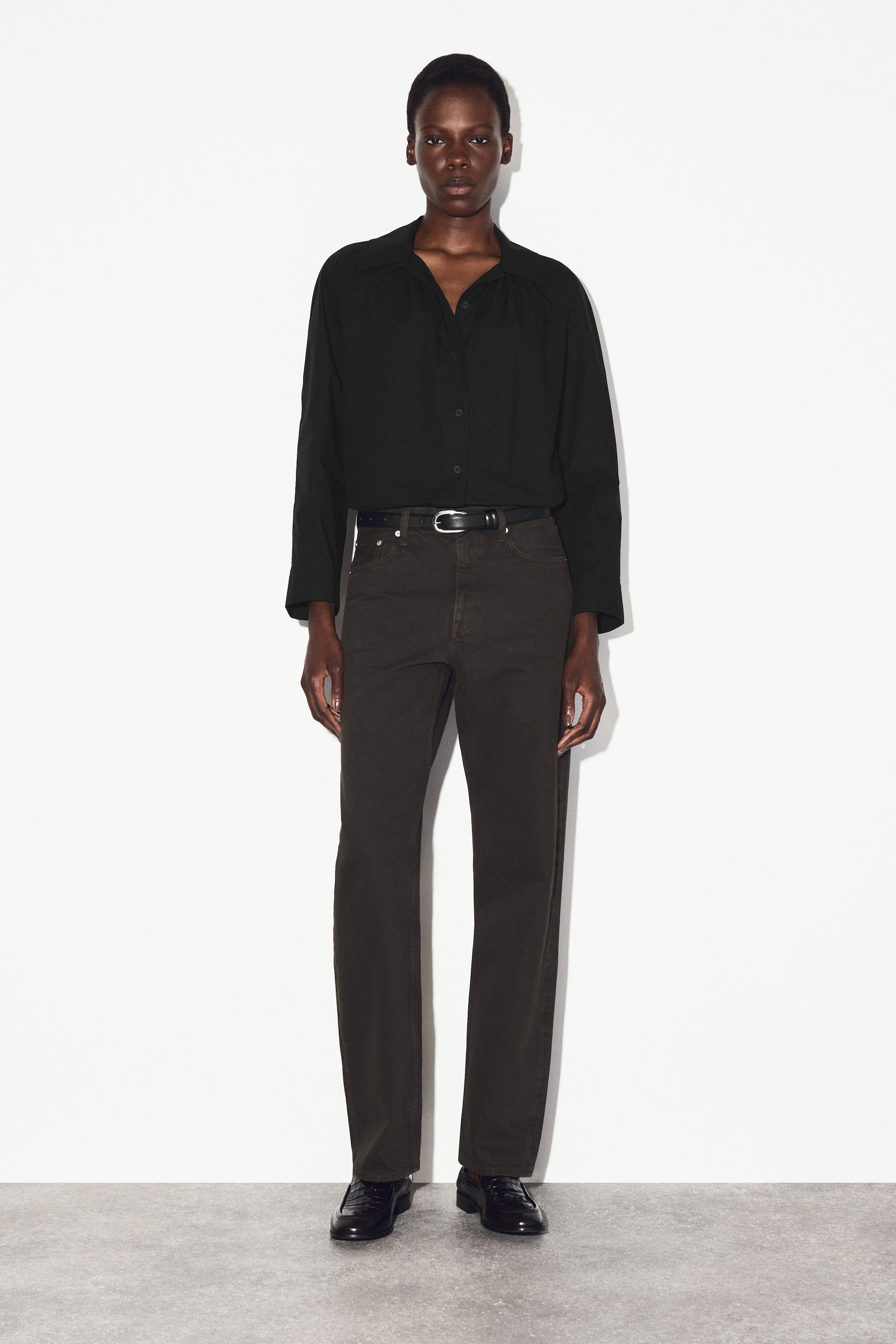 GATHERED PIMA COTTON SHIRT - BLACK | COS US | COS (EU)