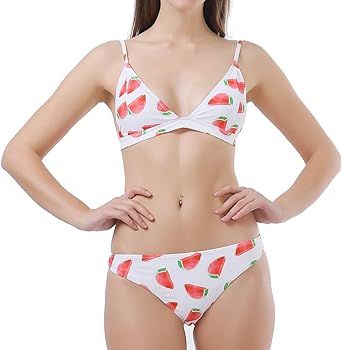 Women's 2 Pieces Triangle Bikini Set Watermelon Pirnted Swimsuits Bathing Suit | Amazon (US)