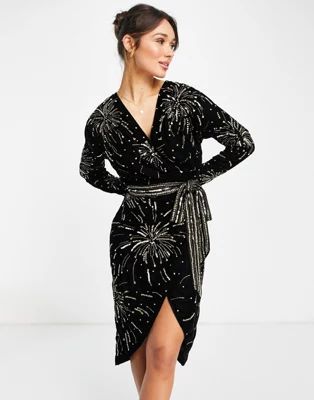 ASOS DESIGN velvet midi dress with celestial embellishment | ASOS (Global)