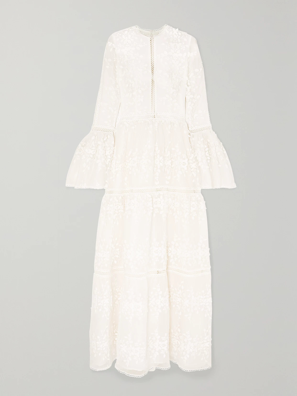 Costarellos - Appliquéd Embroidered Tulle Gown - White | NET-A-PORTER (US)