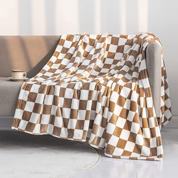 LOMAO Throw Blankets Flannel Blanket with Checkerboard Grid Pattern Soft Throw Blanket for Couch,... | Amazon (US)