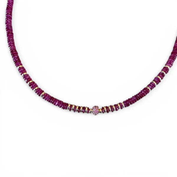 RUBY NECKLACE WITH RUBY AND GOLD FOCAL BEAD – SHAKTI | SHAKTI JEWELRY