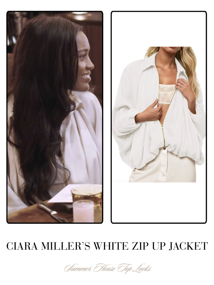 Ciara Miller's White Zip Up Jacket  

 