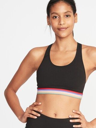 Medium-Support Rainbow-Stripe Sports Bra for Women | Old Navy US